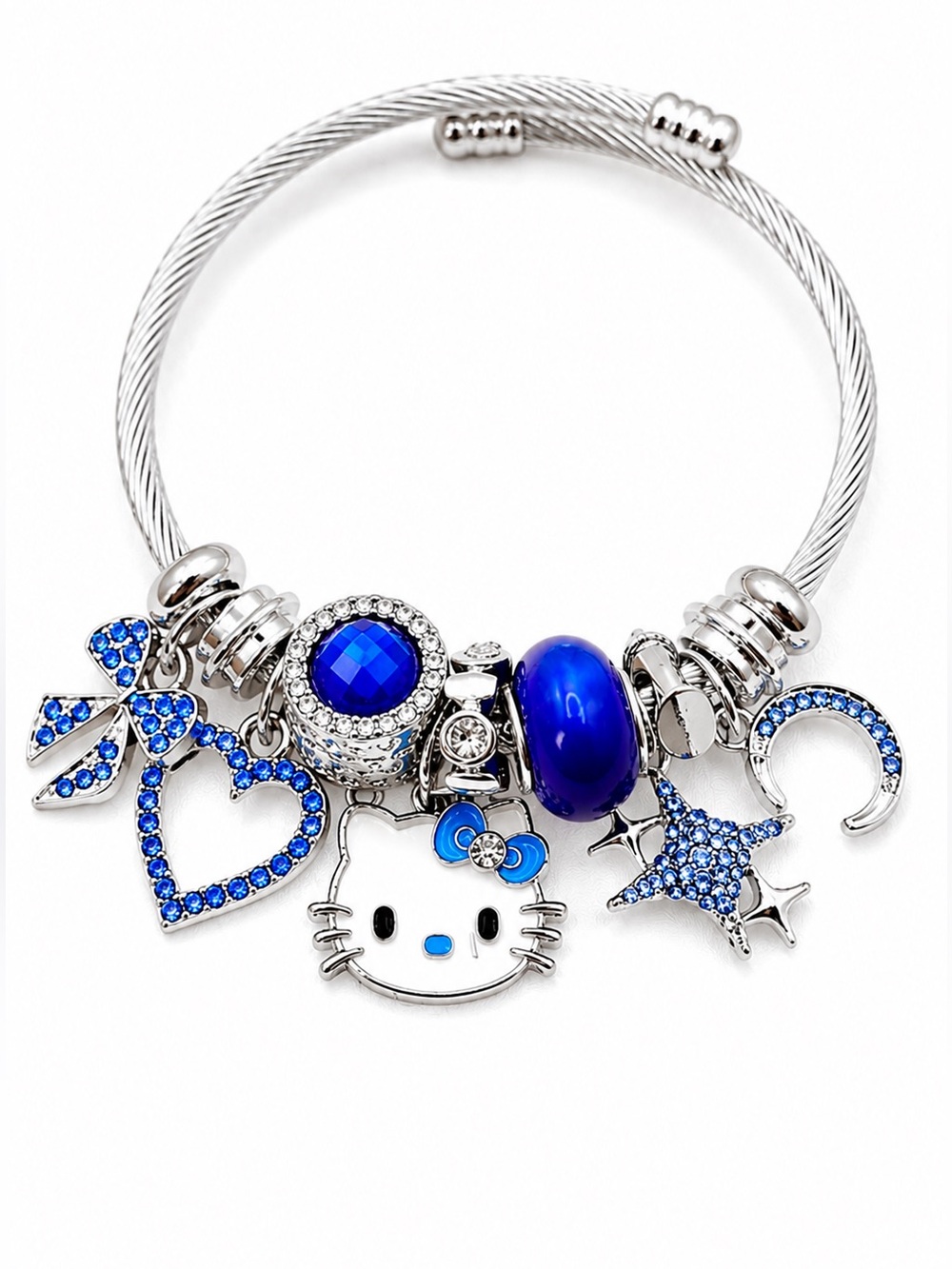 Hello Kitty Sanrio Bracelets Anime Kawaii Silver Rhinestone.